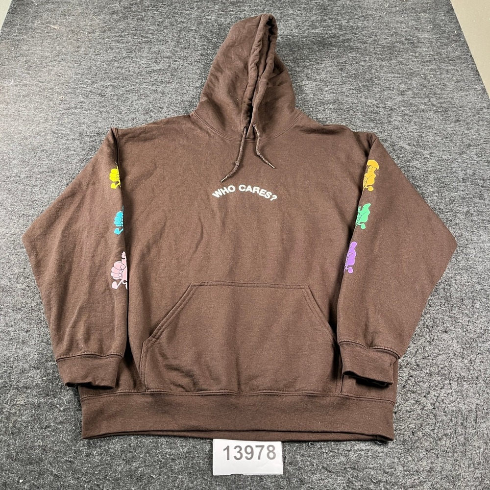 Rex Orange County Hoodie Mens Large Brown Who Cares Graphic Pullover Sweatshirt